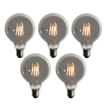 Sada 5 stmievateľných LED žiaroviek E27 s 3 stupňami dymu G95 4W 200 lm 1900K