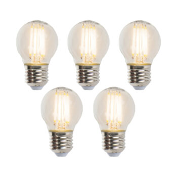 Sada 5 stmievateľných LED žiaroviek E27 s guľatým tvarom 5W 470lm 2700K