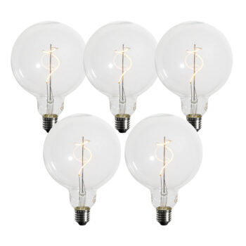 Sada 5 stmievateľných LED žiaroviek E27 so špirálovým vláknom G125 4W 270 lm 2200K