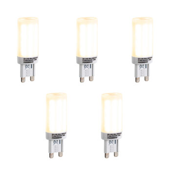 Sada 5 stmievateľných LED žiaroviek G9 s 3-stupňovým stmievaním, opál, 4,5 W, 500 lm, 2700 K