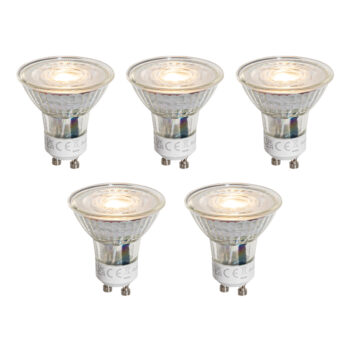 Sada 5 stmievateľných LED žiaroviek GU10 50 mm číra 4,5 W 365 lm 2700 K