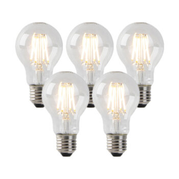 Sada 5 stmievateľných LED žiaroviek s čírym sklom E27 4W 320lm 2200K