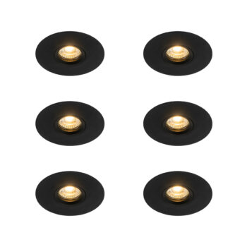 Sada 6 ks Moderné zapustené bodové čierne 12 cm - Buco