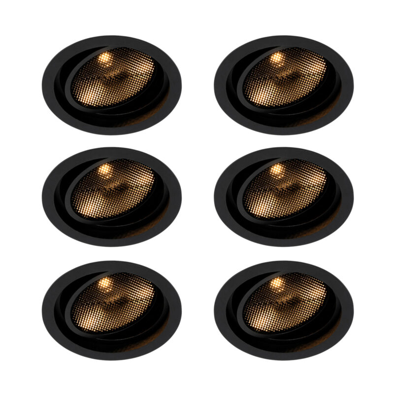 Sada 6 moderných čiernych nastaviteľných zapustených bodových svetiel - Coop 111 Honey Sada 6 moderných čiernych nastaviteľných zapustených bodových svetiel - Coop 111 Honey