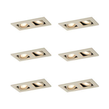 Sada 6 moderných zapustených bodových svetiel béžová GU10 50 mm nastaviteľné 2-svetlá - Qure