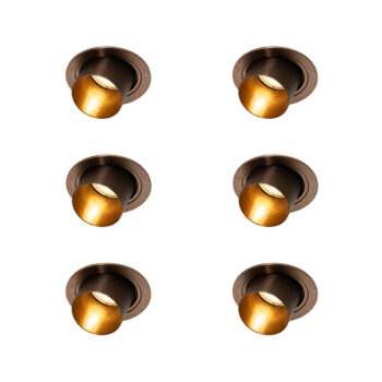 Sada 6 moderných zapustených bodových svetiel tmavý bronz okrúhle naklápacie - Installa