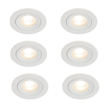 Sada 6 vstavaných bodových svetiel bielych okrúhlych GU10 50 mm IP44 - Xena