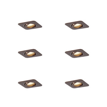 Sada 6 zaoblených zapustených bodových svetiel tmavý bronz GU10 50mm IP44 - Alberto