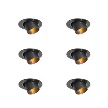 Sada 6 zapustených bodových svetiel Gunmetal GU10 35 mm okrúhle, naklápacie - Installa