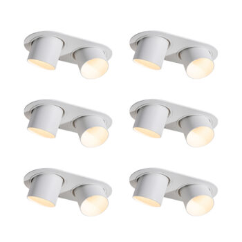 Sada 6 zapustených bodových svetiel biela GU10 50mm 2-svetlá - Installa