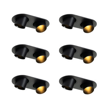 Sada 6 zapustených bodových svetiel čierna GU10 35 mm naklápateľné 2-svetlá - Installa