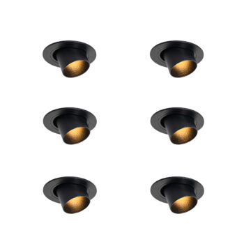 Sada 6 zapustených bodových svetiel čierna GU10 35 mm okrúhle naklápacie - Installa