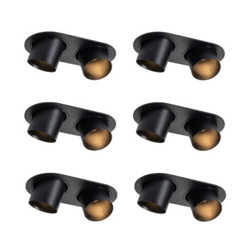 Sada 6 zapustených bodových svetiel čierna GU10 50 mm 2-svetlá - Installa