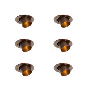 Sada 6 zapustených bodových svetiel tmavý bronz GU10 35 mm okrúhle naklápacie - Installa