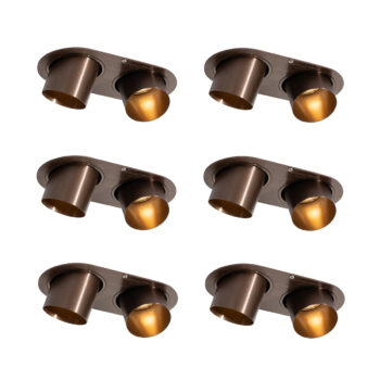 Sada 6 zapustených bodových svetiel tmavý bronz GU10 50mm 2-svetlá - Installa