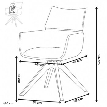 Sada jedálenských stoličiek s vratným mechanizmomHC-X1128 GREY2, manšestr, 2 ks