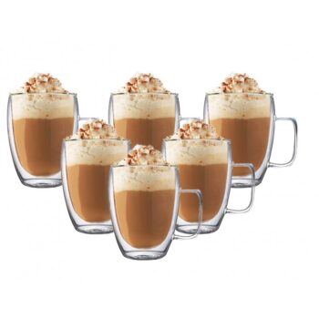 Sada šiestich dvojstenných pohárov Latte long