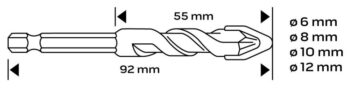 Sada univerzálnych vrtákov HEX – 4 ks (6, 8, 10, 12 mm)