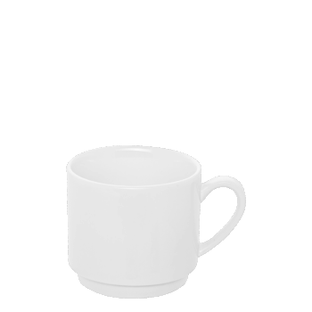 Univerzálna šálka na kávu z porcelánu v minimalistickom dizajne. Tento porcelán ocenia aj nároční zákazníci v každej domácnosti. Je vhodný do umývačky riadu aj mikrovlnnej rúry. Šálka je stohovateľná. Dobre sa skladuje vďaka tomu, že šálky do seba ideálne zapadajú.