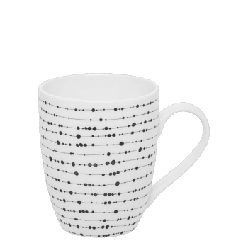 Set porcelánových šálok z línie Basic Dots vhodné na mlieko, čaj alebo cappuccino. Moderný bodkový vzor na bielom porceláne dodáva šmrnc do každej kuchyne. Je vhodný do umývačky riadu aj mikrovlnnej rúry.