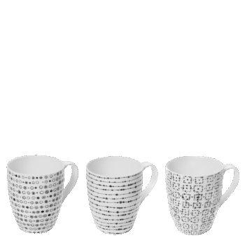 Set porcelánových šálok z línie Basic Dots vhodné na mlieko, čaj alebo cappuccino. Moderný bodkový vzor na bielom porceláne dodáva šmrnc do každej kuchyne. Je vhodný do umývačky riadu aj mikrovlnnej rúry.