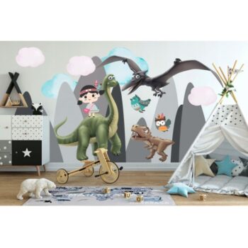 Samolepka na stenu dinosaury v horách 60 x 120 cm