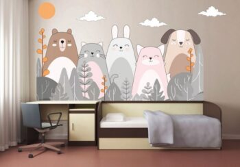 Samolepka na stenu s motívom milých zvieratiek 100 x 200 cm