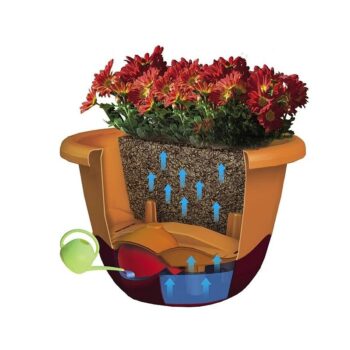 Samozavlažovací kvetináč Mareta 25 hnedá, závesný, Plastia, pr. 25 cm