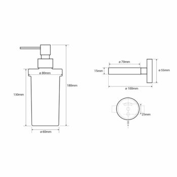 Sapho XR101W X-Round White dávkovač mydla 230 ml, mliečne sklo/biela