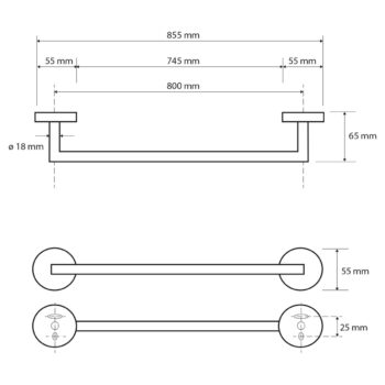 Sapho XR426 X-Round držiak uterákov 80 x 6,5 cm, chróm