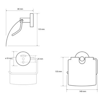 Sapho XR732W X-Round White držiak toaletného papiera s krytom, biela