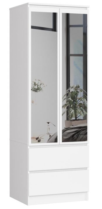 ANAIS60 - Elegantná šatníková skriňa pre moderné interiéry Práve ste narazili na skvost medzi šatníkovými skriňami. ANAIS60 je symbolom elegancie, funkčnosti a moderného štýlu, ktorý sa stane dominantou vašej spálne.  Materiál: LTD, zaručujúci dlhú životnosť a odolnosť  Rozmery: 180 x 60 x 51 cm, poskytujúce dostatok úložného priestoru Farba: Čistá a klasická biela Vybavenie: Integrované zrkadlo pre dennú prípravu a 2 zásuvky s 1 poličkou pre jednoduché usporiadanie Funkcie: Dvojdverový dizajn pre ľahký prístup ku všetkým vašim veciam  ANAIS60 prináša nový smer v dizajne šatníkových skríň. Okrem svojho nádherného vzhľadu ponúka aj praktické funkcie, ako je zrkadlo pre ranné a večerné úpravy. Jej čistá biela farba a precízne spracovanie dodajú vašej spálni pocit luxusu a pokoja. Nechajte sa očariť dokonalosťou v každom detaile.