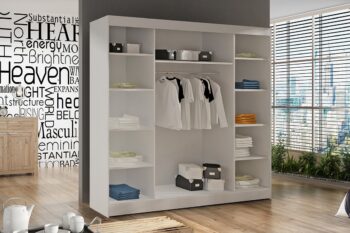 Šatníková skriňa BASTIAN 3 je vyrobená v modernom prevedení, ktoré sa hodí do každého priestoru. Skriňa je vyrobená z kvalitnej LTD dosky, ktorá nie je náročná na údržbu. Na prednej strane sa nachádza zrkadlo, ktoré opticky zväčší každý priestor.Skriňa BASTIAN 3 je dvojdverová. Vo vnútri sa na ľavej a pravej strane nachádzajú praktické police, kde si môžete uložiť rôzne veci a v strede sa nachádza šatníková tyč nad ktorou je ešte jedna polica.Rozmery (ŠxVxH)  : 200 x 215 x 58  cmFarebné prevedenie : čierna/ dub artisanDodávame v demonte.