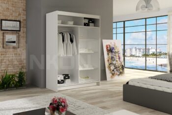 Dvojdverová šatníková skriňa LONY 2 Vás zaujme svojím moderným dizajnom, ktorý doladí dizajn Vašej miestnosti. Skriňa LONY je vyrobená z LTD dosky, ktorá je nenáročná na údržbu. Zrkadlo, ktoré sa nachádza na dverách skrine Vám opticky zväčší priestor miestnosti.Šatníková skriňa LONY 2 má na ľavej strane policu, kde si zavesíte všetko čo potrebuje a na prvej strane je policová časť, ktorá Vám poskytne veľký úložný priestor.Rozmery (ŠxVxH) : 120 x 200 x 58 cmFarebné prevedenie : čokoládaDodávame v demonte. 
