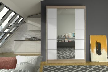 Dvojdverová šatníková skriňa LONY 5 Vás zaujme svojím moderným dizajnom, ktorý doladí dizajn Vašej miestnosti. Skriňa LONY je vyrobená z LTD dosky, ktorá je nenáročná na údržbu. Zrkadlo, ktoré sa nachádza na dverách skrine Vám opticky zväčší priestor miestnosti.Šatníková skriňa LONY 5 má na ľavej strane policu, kde si zavesíte všetko čo potrebuje a na prvej strane je policová časť, ktorá Vám poskytne veľký úložný priestor.Rozmery (ŠxVxH) : 120 x 200 x 58 cmFarebné prevedenie : dub sonoma/ bielaDodávame v demonte.