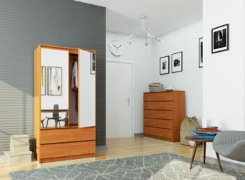 SPACE90 - Elegantná skriňa pre modernú spálňu Predstavujeme SPACE90 - šatníková skriňa, ktorá kombinuje estetiku s funkčnosťou. Navrhnutá s ohľadom na moderné potreby, táto šatníková skriňa je ideálnym doplnkom pre vašu spálňu.  Materiál: Kvalitné LTD, zaisťujúce odolnosť a dlhú životnosť nábytku. Rozmery: Priestranné rozmery 180 x 90 x 51 cm ponúkajú dostatok úložného priestoru pre vaše oblečenie a doplnky. Farba: Pokojný odtieň jelša dodáva miestnosti svieži a prirodzený vzhľad. Vybavenie: Integrované zrkadlo pre vaše denné potreby, 2 praktické zásuvky a 4 široké police na usporiadanie vášho oblečenia. Design: Dvojdverová konštrukcia umožňuje ľahký prístup k vašim obľúbeným kúskom.  So skriňou SPACE90 získate nielen štýlový nábytok, ale aj funkčné riešenie pre usporiadanie vašej garderóby. Doprajte svojej spálni to najlepšie!