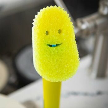 Scrub Daddy Dish Daddy hubka na umývanie riadu, srukoväťou a dávkovačom saponátu