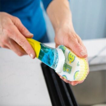 Scrub Daddy Dish Daddy hubka na umývanie riadu, srukoväťou a dávkovačom saponátu