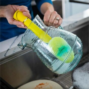 Scrub Daddy Dish Daddy hubka na umývanie riadu, srukoväťou a dávkovačom saponátu