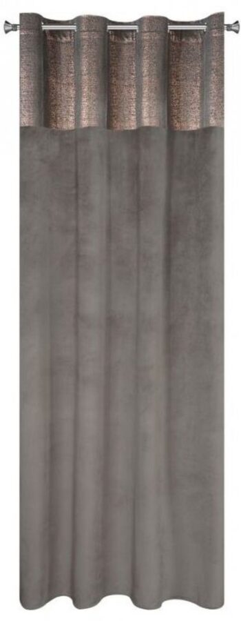 Šedohnedé zatemňovacie závesy s aplikáciou v hornej časti 140 x 250 cm