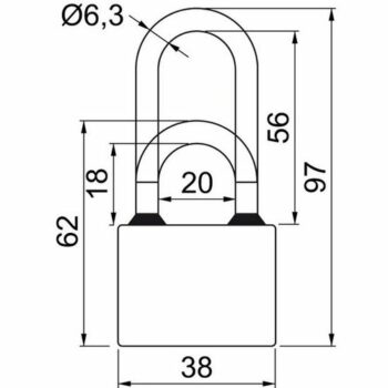 Set 3 ks visiacich zámkov na spoločný uzáver – „SU“ RV.OVAL.38.SET3