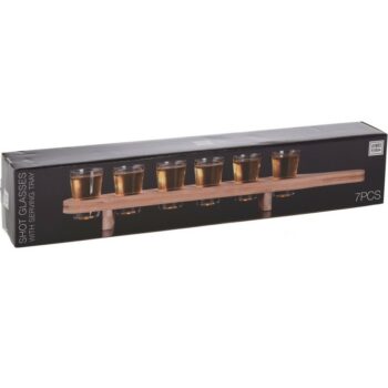 Set 6 štamperlíkov na bambusovej tácke, 40 ml