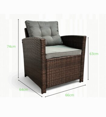 Set dvoch záhradných kresiel z technoratanu SFS020-SC - hnedé + sivé vankúše
