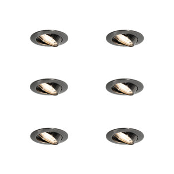 Set van 6 moderne inbouwspots gunmetal GU10 50mm rond kantelbaar - Edu