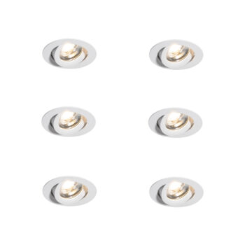 Set van 6 moderne inbouwspots wit 8,2cm incl. LED IP54 ultra slim - Pupil