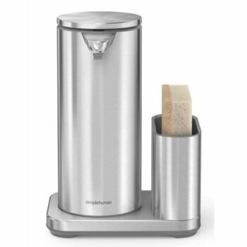 Simplehuman Bezdotykový dávkovač mydla + podložka na hubku, nerez
