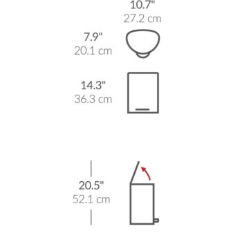 Simplehuman Pedálový odpadkový kôš 6 l, polokrúhly, biela oceľ, plast
