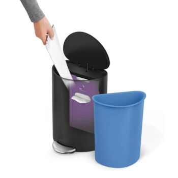 Simplehuman Pedálový odpadkový kôš 6 l, polokrúhly, čierna matná oceľ, plast