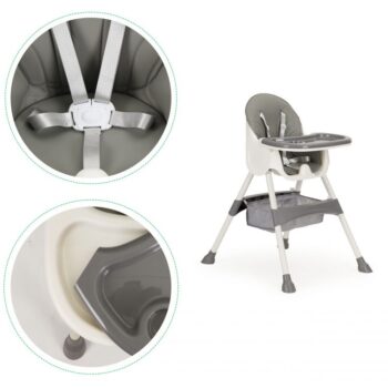 Sivá jedálenska stolička pre deti HC-823-GRAY