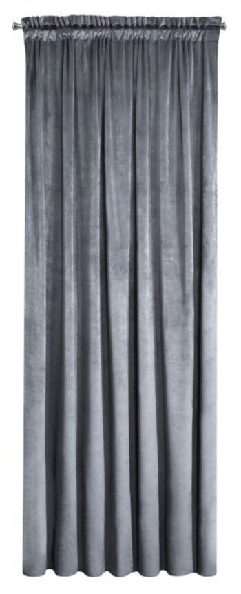 Sivý jednofarebný záves zo zamatovej tkaniny Dĺžka: 300 cm